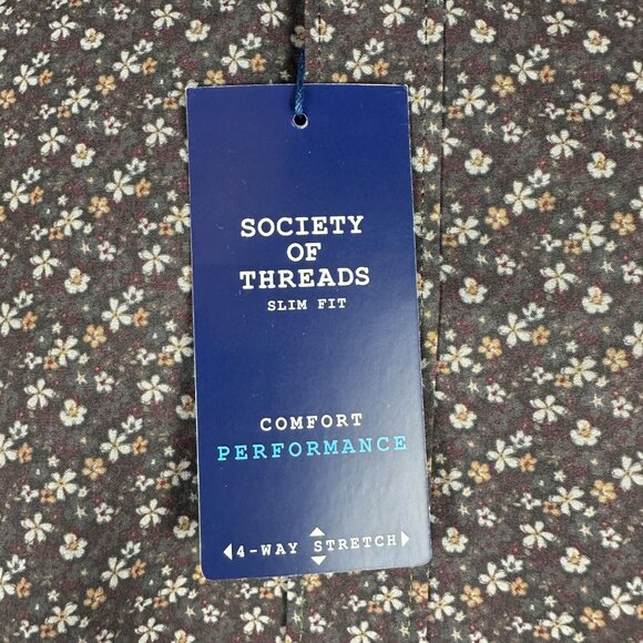 Society Of Threads Mens Slim Fit Floral Shirt No Iron Wrinkle-Free Size M - Picture 7 of 8
